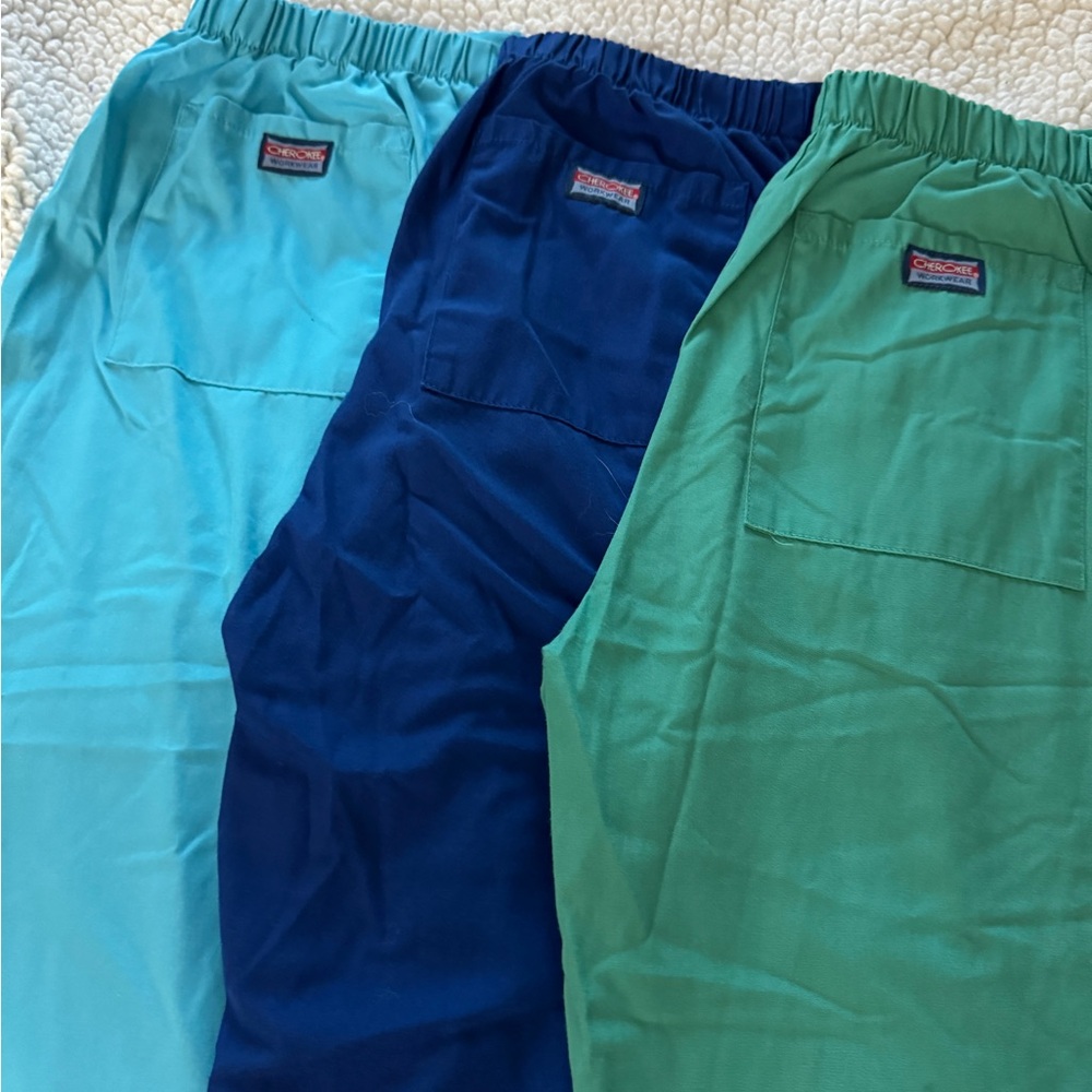 Bundle Cherokee Scrub Pants - Flare leg - Royal Blue, Seafoam Green, Teal